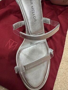 Tamara Mellon Metallic Silver Strappy Heeled Sandals 39.5